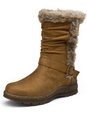 Cozy Fur-Lined Mid Calf Winter Boots with Side Zipper for Women - Warm & Stylish